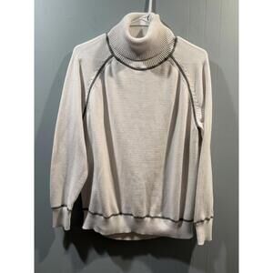 Mens Liz Claiborne Turtleneck Sweatshirt Size Large White